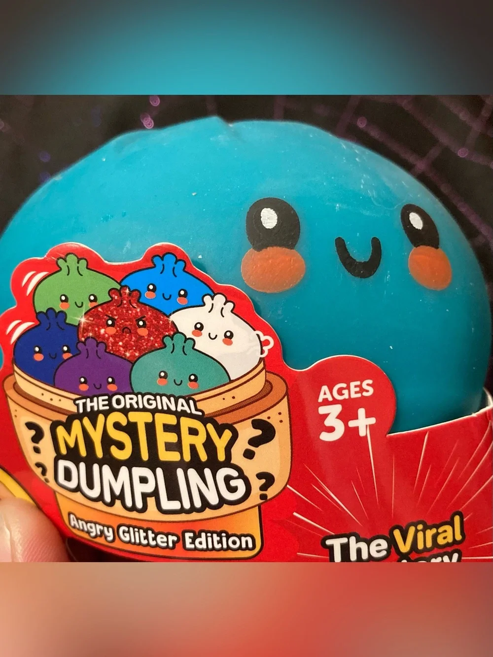 Teal Mystery Dumpling Angry Glitter Edition Squishy Toy - The Original RMS